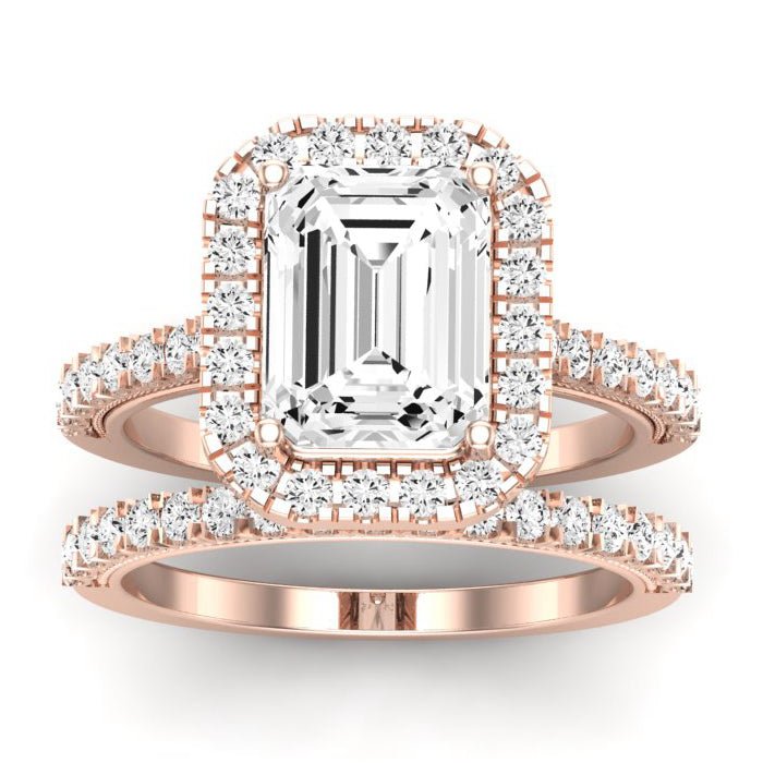 Florizel Diamond Matching Band Only (does Not Include Engagement Ring) For Ring With Emerald Center rosegold