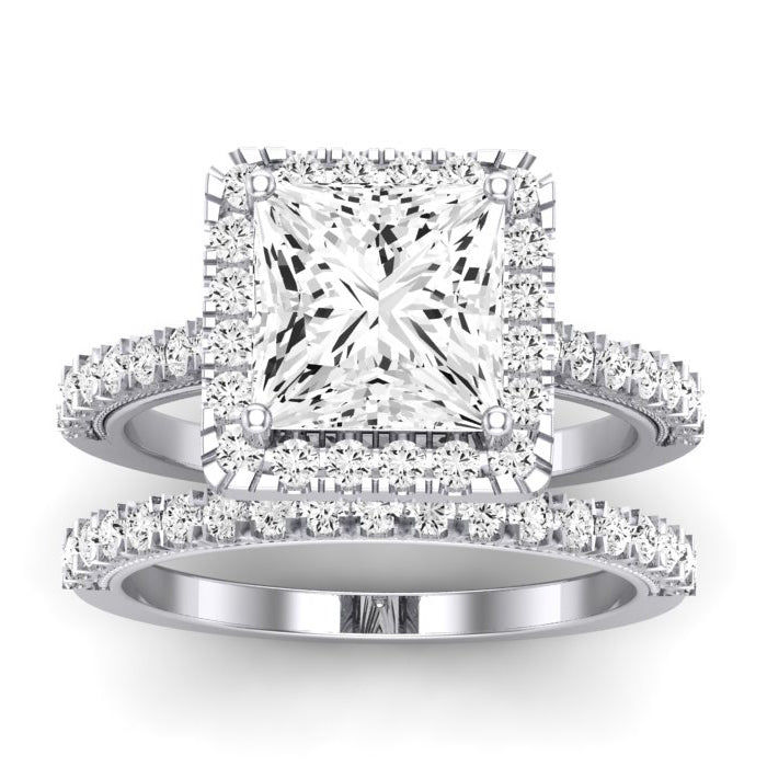 Florizel Diamond Matching Band Only (does Not Include Engagement Ring) For Ring With Princess Center whitegold