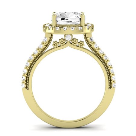 Florizel Moissanite Matching Band Only (does Not Include Engagement Ring) For Ring With Cushion Center yellowgold