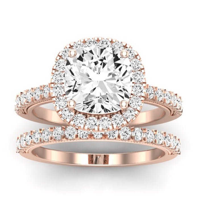 Florizel Moissanite Matching Band Only (does Not Include Engagement Ring) For Ring With Cushion Center rosegold