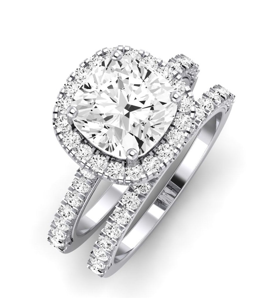 Florizel Moissanite Matching Band Only (does Not Include Engagement Ring) For Ring With Cushion Center whitegold