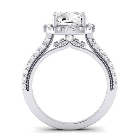 Florizel Moissanite Matching Band Only (does Not Include Engagement Ring) For Ring With Cushion Center whitegold