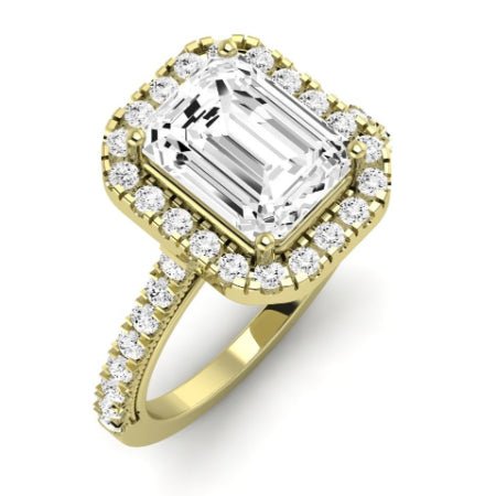 Florizel Moissanite Matching Band Only (does Not Include Engagement Ring) For Ring With Emerald Center yellowgold