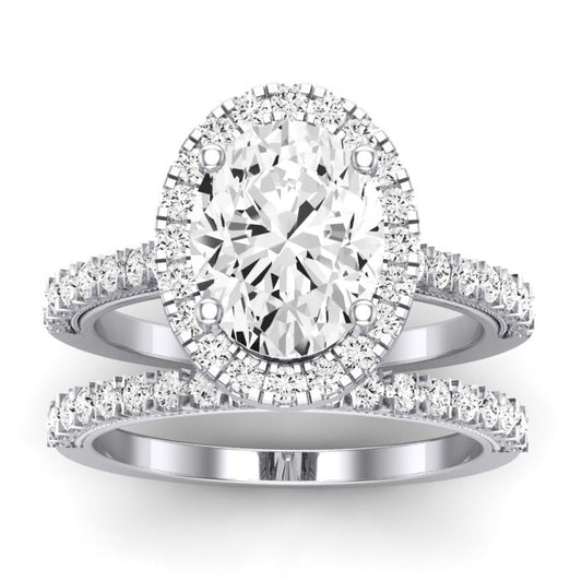 Florizel Moissanite Matching Band Only (does Not Include Engagement Ring) For Ring With Oval Center whitegold