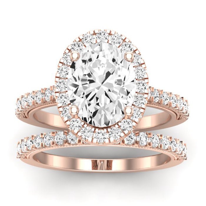Florizel Moissanite Matching Band Only (does Not Include Engagement Ring) For Ring With Oval Center rosegold
