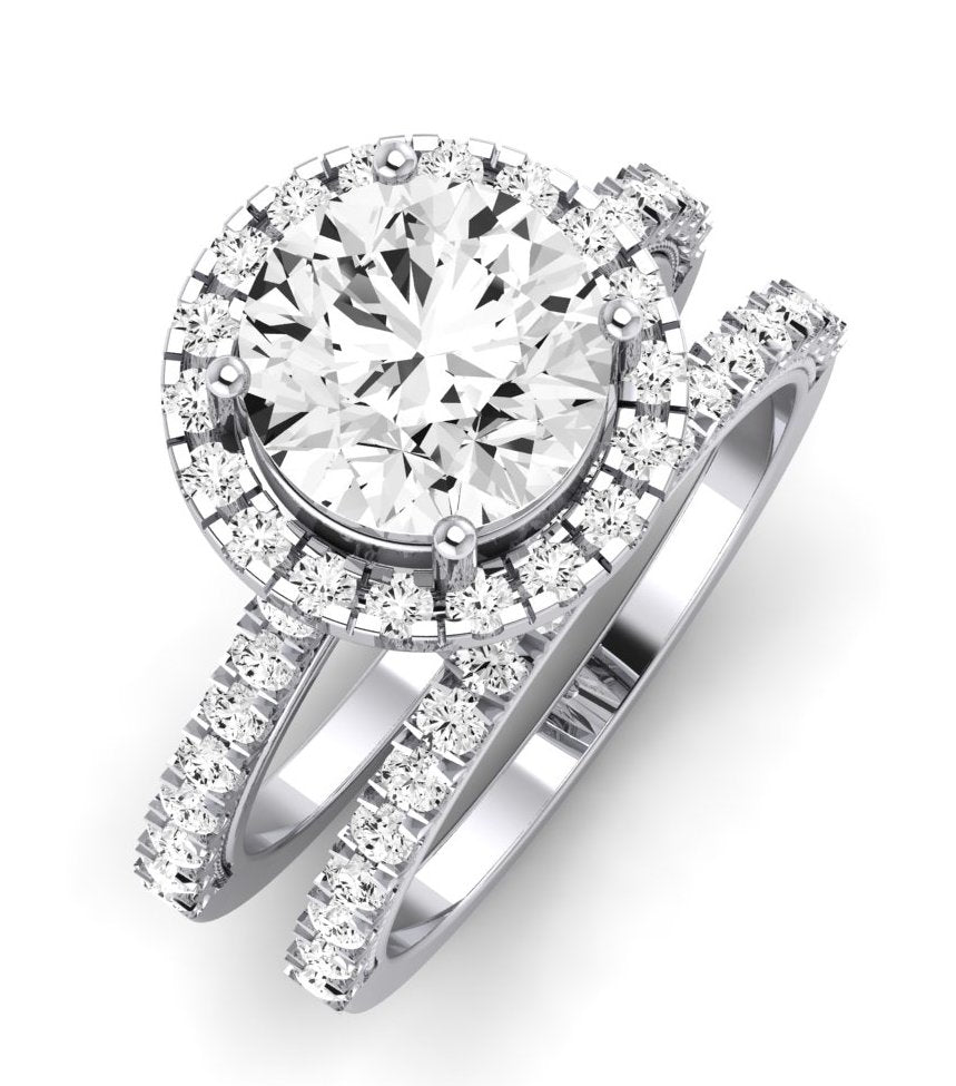 Florizel Moissanite Matching Band Only (does Not Include Engagement Ring) For Ring With Round Center whitegold