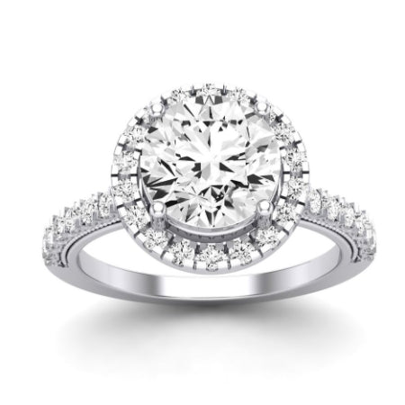 Florizel Moissanite Matching Band Only (does Not Include Engagement Ring) For Ring With Round Center whitegold