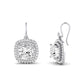 Forrest Cushion Cut Diamond Halo Drop Earrings (Clarity Enhanced) whitegold