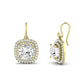 Forrest Cushion Cut Diamond Halo Drop Earrings (Clarity Enhanced) yellowgold