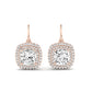 Forrest Cushion Cut Moissanite Halo Drop Earrings rosegold