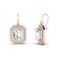 Forrest Emerald Cut Diamond Halo Drop Earrings (Clarity Enhanced) rosegold