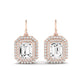 Forrest Emerald Cut Diamond Halo Drop Earrings (Clarity Enhanced) rosegold