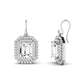 Forrest Emerald Cut Moissanite Halo Drop Earrings whitegold