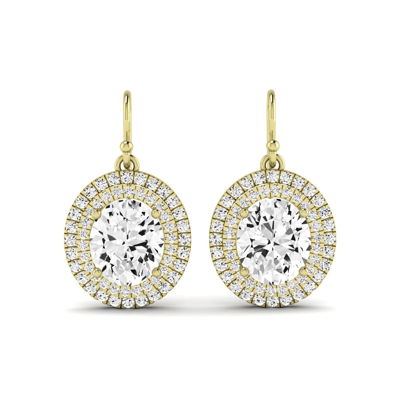 Forrest Oval Cut Diamond Halo Drop Earrings (Clarity Enhanced) yellowgold