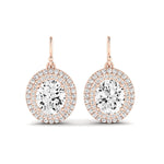 Forrest Oval Cut Diamond Halo Drop Earrings (Clarity Enhanced) rosegold