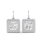 Forrest Princess Cut Diamond Halo Drop Earrings (Clarity Enhanced) whitegold