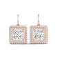 Forrest Princess Cut Moissanite Halo Drop Earrings rosegold