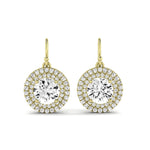 Forrest Round Cut Moissanite Halo Drop Earrings yellowgold