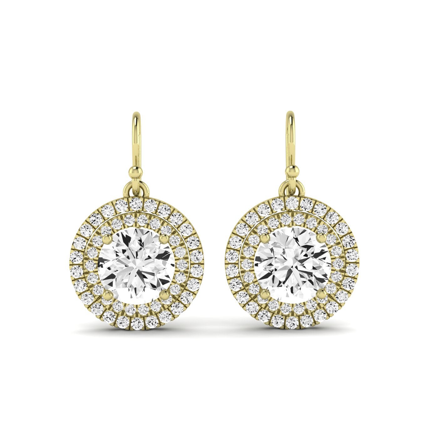 Forrest Round Cut Moissanite Halo Drop Earrings yellowgold