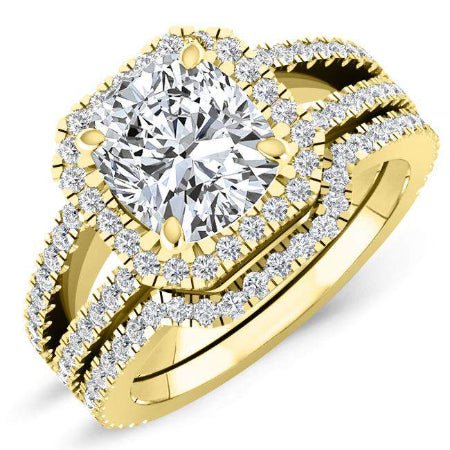 Freesia Cushion Moissanite Bridal Set yellowgold