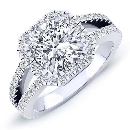 Freesia Cushion Moissanite Bridal Set whitegold