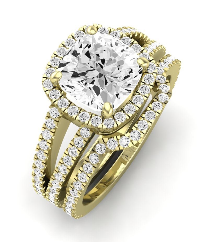 Freesia Diamond Matching Band Only (does Not Include Engagement Ring) For Ring With Cushion Center yellowgold