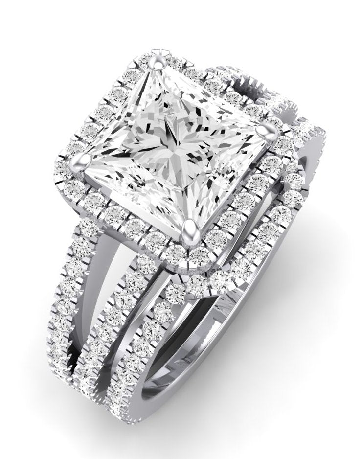 Freesia Diamond Matching Band Only (does Not Include Engagement Ring) For Ring With Princess Center whitegold