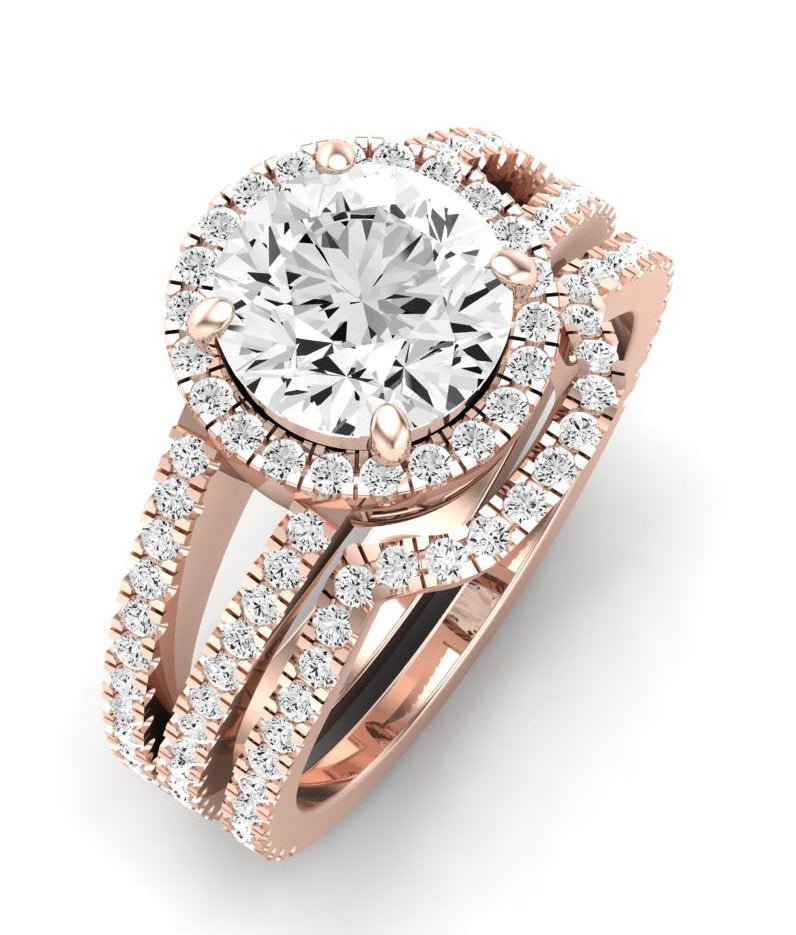 Freesia Diamond Matching Band Only (does Not Include Engagement Ring) For Ring With Round Center rosegold