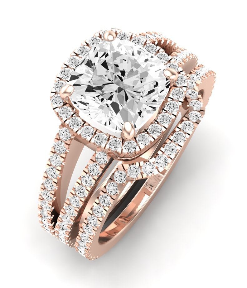 Freesia Diamond Matching Band Only (does Not Include Engagement Ring) For Ring With Cushion Center rosegold