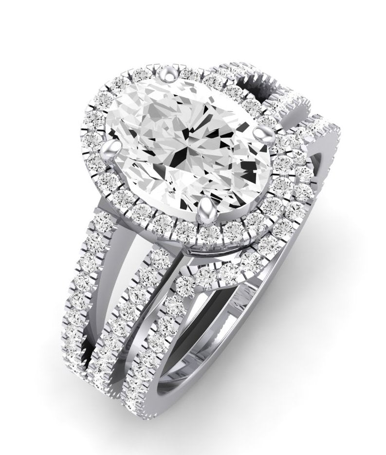 Freesia Diamond Matching Band Only (does Not Include Engagement Ring) For Ring With Oval Center whitegold