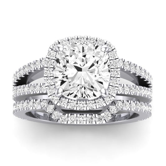 Freesia Moissanite Matching Band Only (does Not Include Engagement Ring) For Ring With Cushion Center whitegold