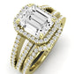 Freesia Moissanite Matching Band Only (does Not Include Engagement Ring) For Ring With Emerald Center yellowgold