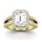 Freesia Moissanite Matching Band Only (does Not Include Engagement Ring) For Ring With Emerald Center yellowgold