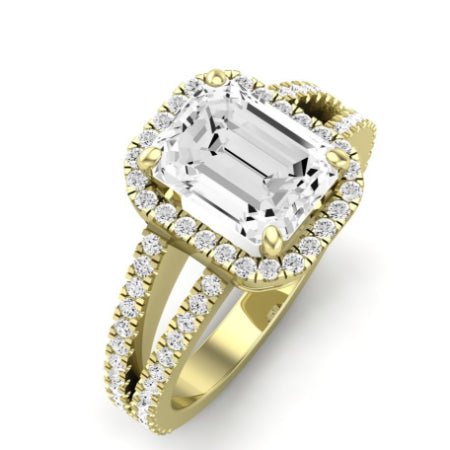 Freesia Moissanite Matching Band Only (does Not Include Engagement Ring) For Ring With Emerald Center yellowgold