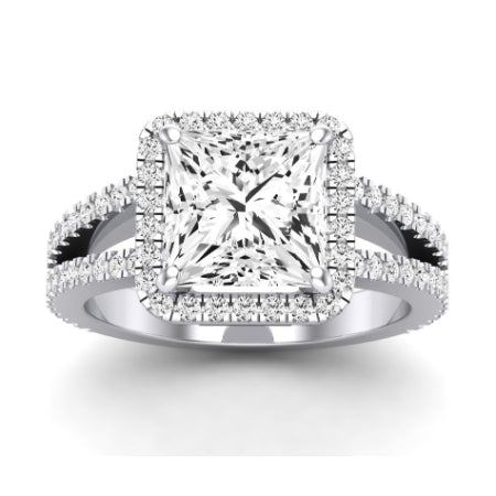 Freesia Moissanite Matching Band Only (does Not Include Engagement Ring) For Ring With Princess Center whitegold