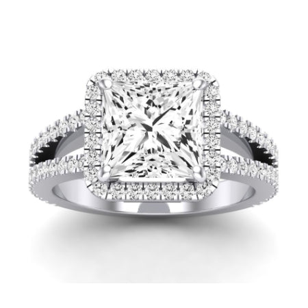 Freesia Moissanite Matching Band Only (does Not Include Engagement Ring) For Ring With Princess Center whitegold