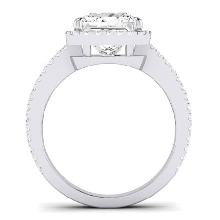 Freesia Moissanite Matching Band Only (does Not Include Engagement Ring) For Ring With Princess Center whitegold