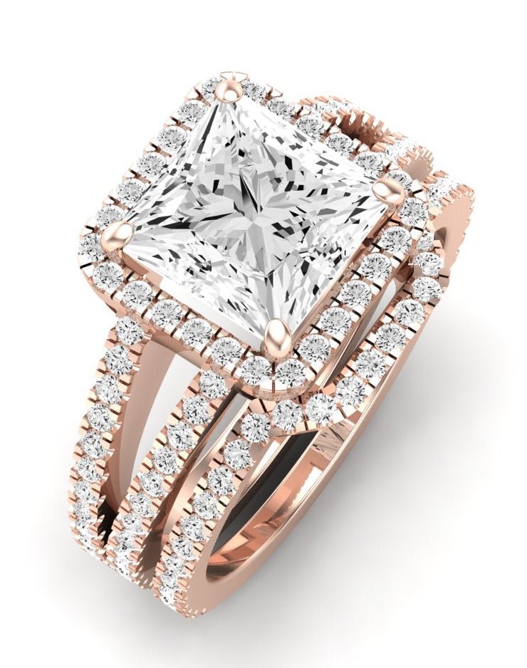 Freesia Moissanite Matching Band Only (does Not Include Engagement Ring) For Ring With Princess Center rosegold