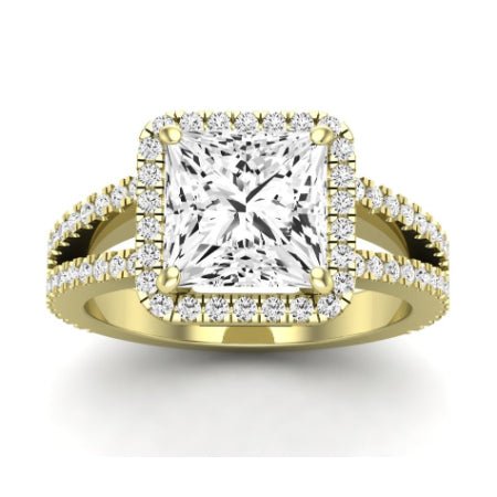 Freesia Moissanite Matching Band Only (does Not Include Engagement Ring) For Ring With Princess Center yellowgold