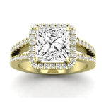 Freesia Moissanite Matching Band Only (does Not Include Engagement Ring) For Ring With Princess Center yellowgold