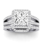 Freesia Moissanite Matching Band Only (does Not Include Engagement Ring) For Ring With Princess Center whitegold