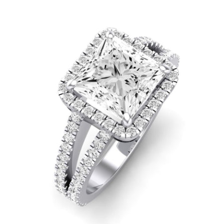 Freesia Moissanite Matching Band Only (does Not Include Engagement Ring) For Ring With Princess Center whitegold