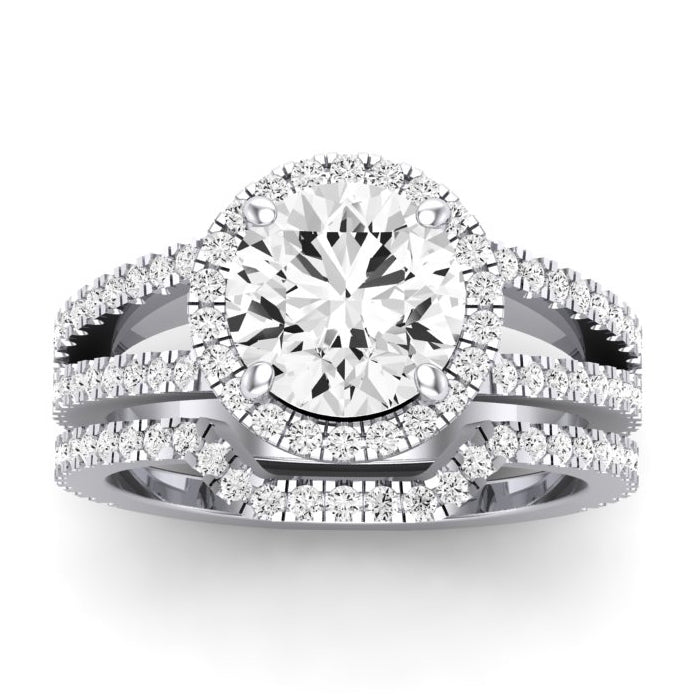 Freesia Moissanite Matching Band Only (does Not Include Engagement Ring) For Ring With Round Center whitegold