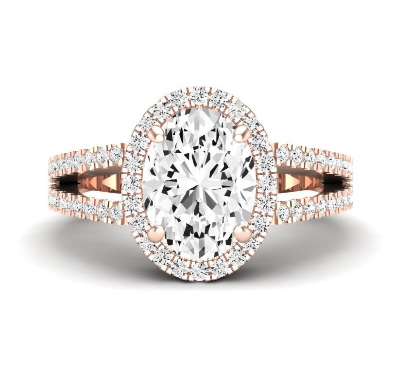 Freesia Oval Moissanite Engagement Ring rosegold