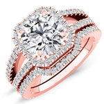 Freesia Round Moissanite Bridal Set rosegold