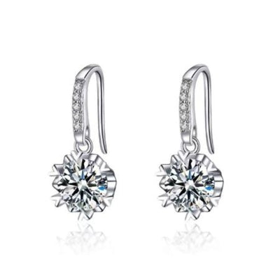 Frida Round Diamond Dangling Earrings (Clarity Enhanced) whitegold