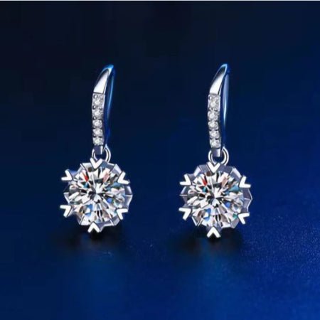 Frida Round Diamond Dangling Earrings (Clarity Enhanced) whitegold