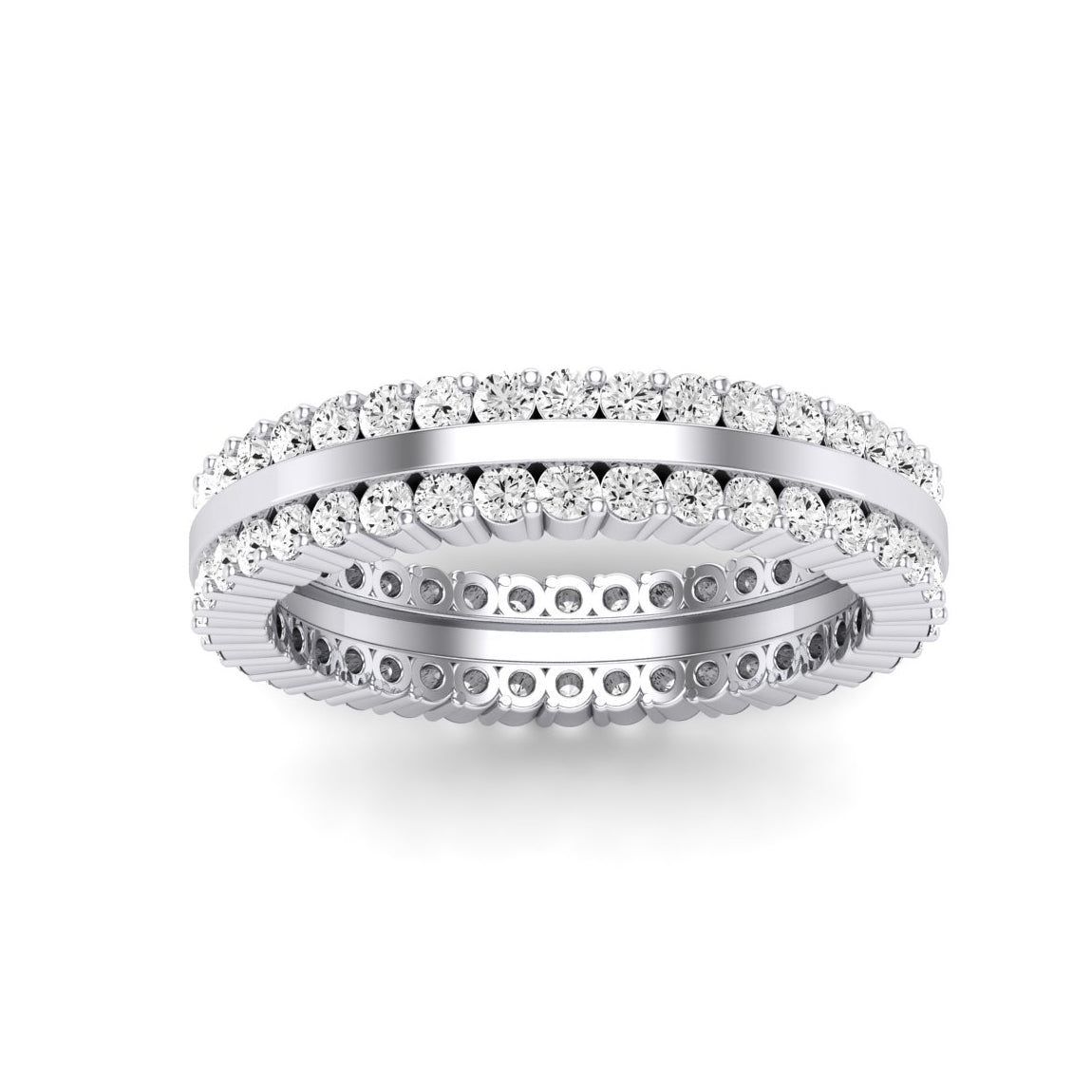 Frost Round Cut Moissanite Eternity Band whitegold