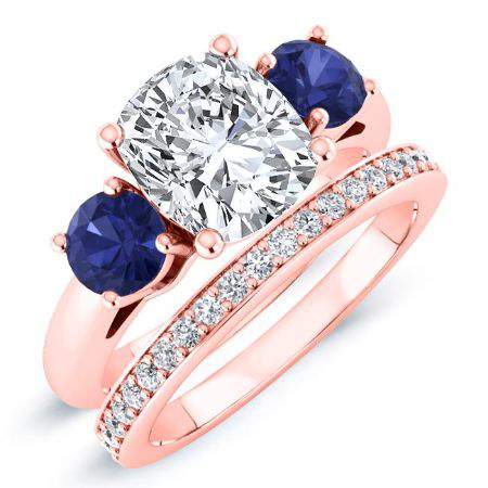 Fuschia Cushion Moissanite Bridal Set rosegold