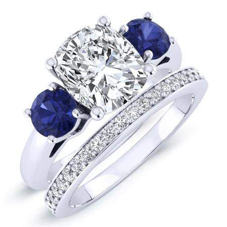 3.00 ct - Fuschia - GIA Natural Cushion Diamond Bridal Set